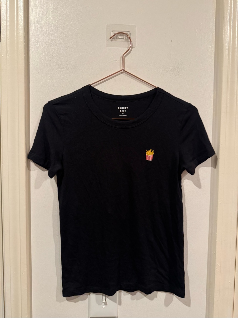 Sunday Best Black Short-Sleeve Tee with Tiny Fry Patch